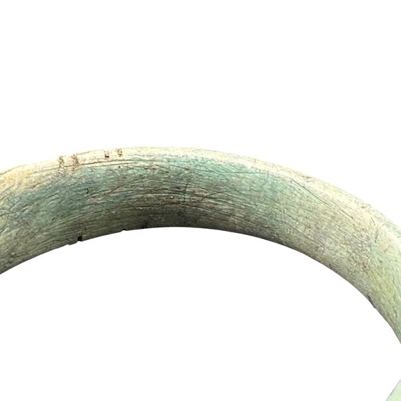 Vintage Egyptian-Style Glazed Faience Carved Bangle Bracelet - Picture 3 of 5